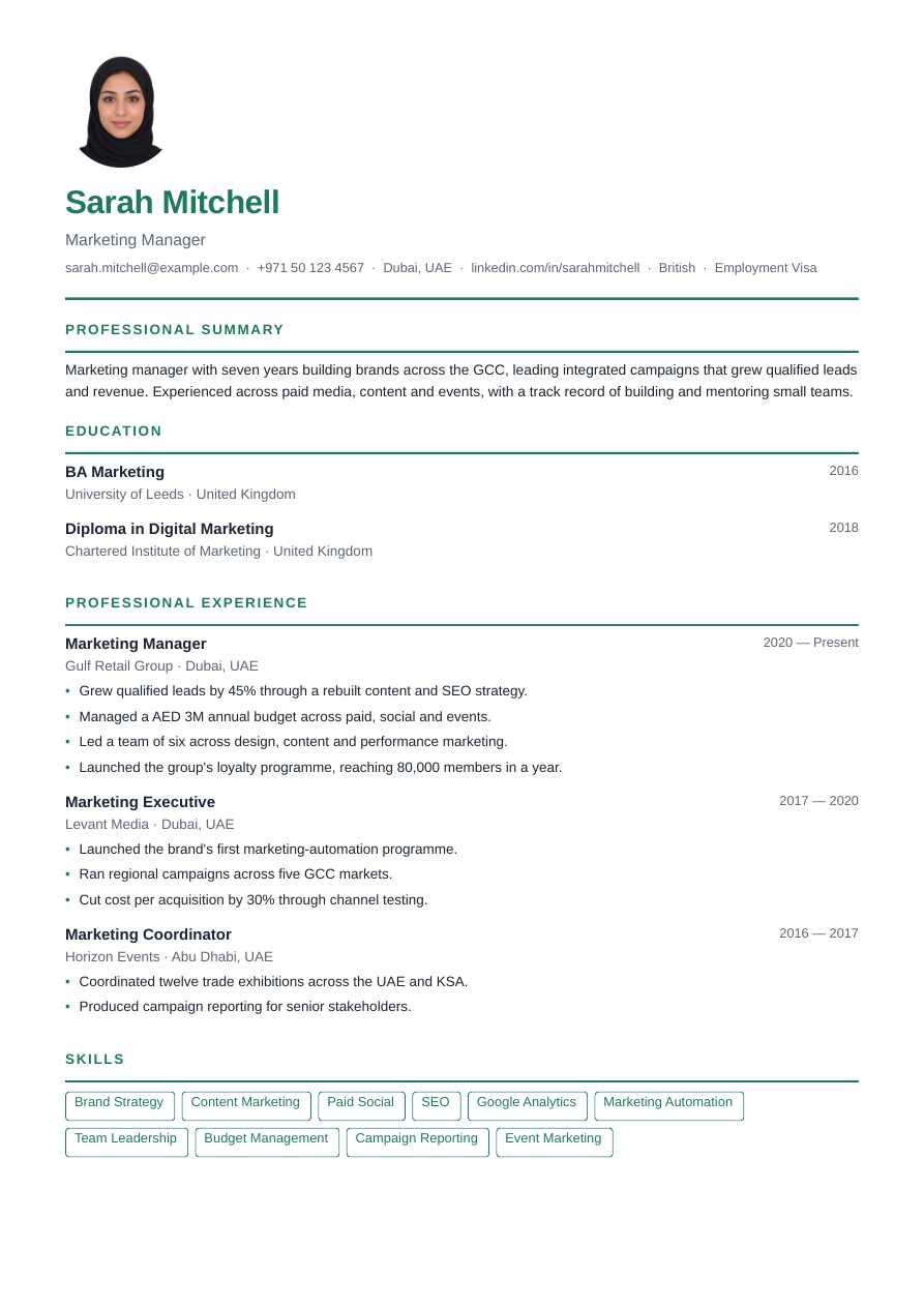 Fresh Graduate CV template preview