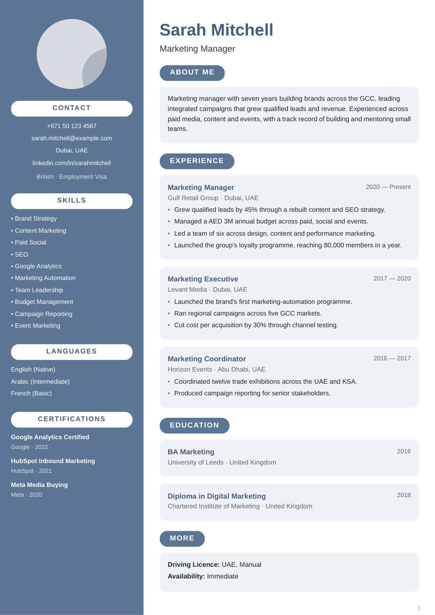 Full preview of the Slate Rounded CV template